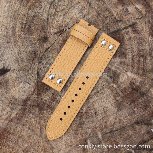 Yellow 2 piece of leather watch straps manufacturer from CONKLY